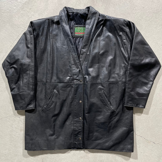 90s Boxy Leather Jacket- XL