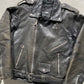 90s Black Leather Moto Jacket- L