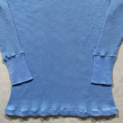 70s Waffle Knit V Neck Thermal- L