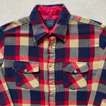 70s Sears Checkered Flannel- M