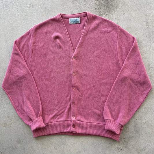 70s Pink Arnold Palmer Cardigan- L