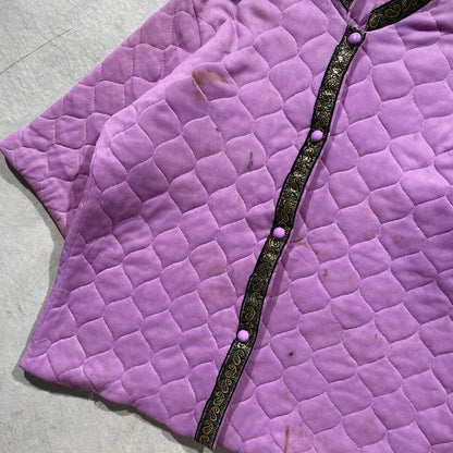 70s Quilted Acetate Lilac Button Up- S
