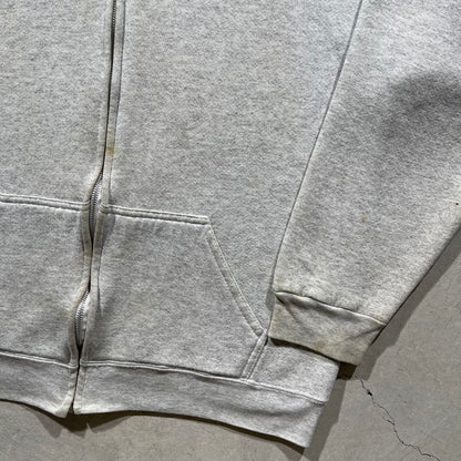 90s Blank Grey Zip Up Hoodie- M