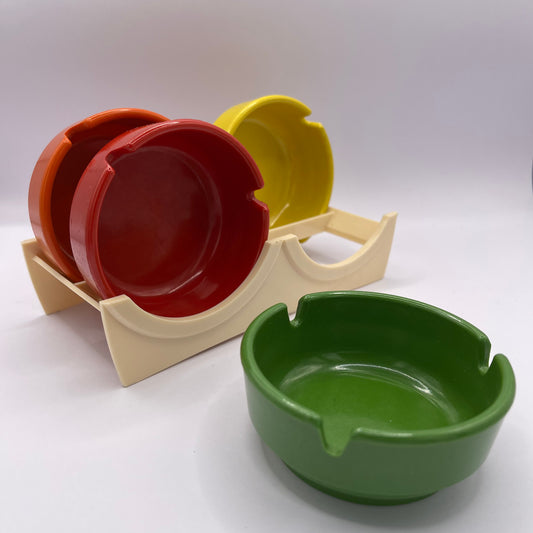 Vintage 4 Piece Colorful Ashtray Set