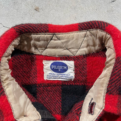 60s Pilgrim Buffalo Plaid Wool Flannel- L