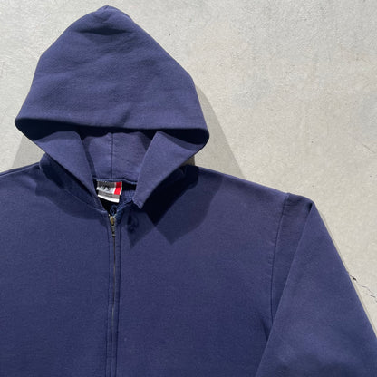 90s Sun Faded Navy Zip Up Hoodie- L