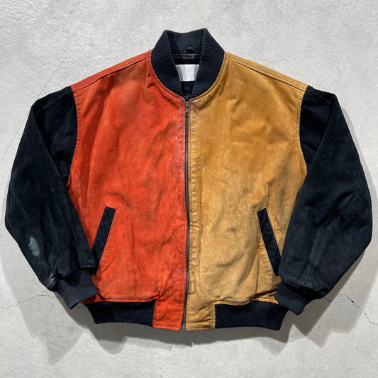 00s Two Tone Suede Bomber Jacket- L